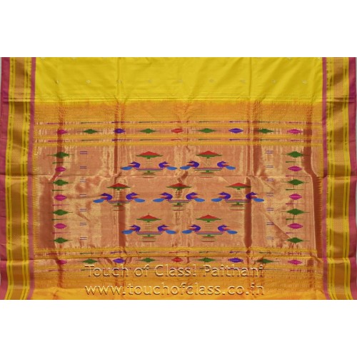 Traditional, Narali Border, Peacock, Paithani Saree, Parrot Green, Silk ...